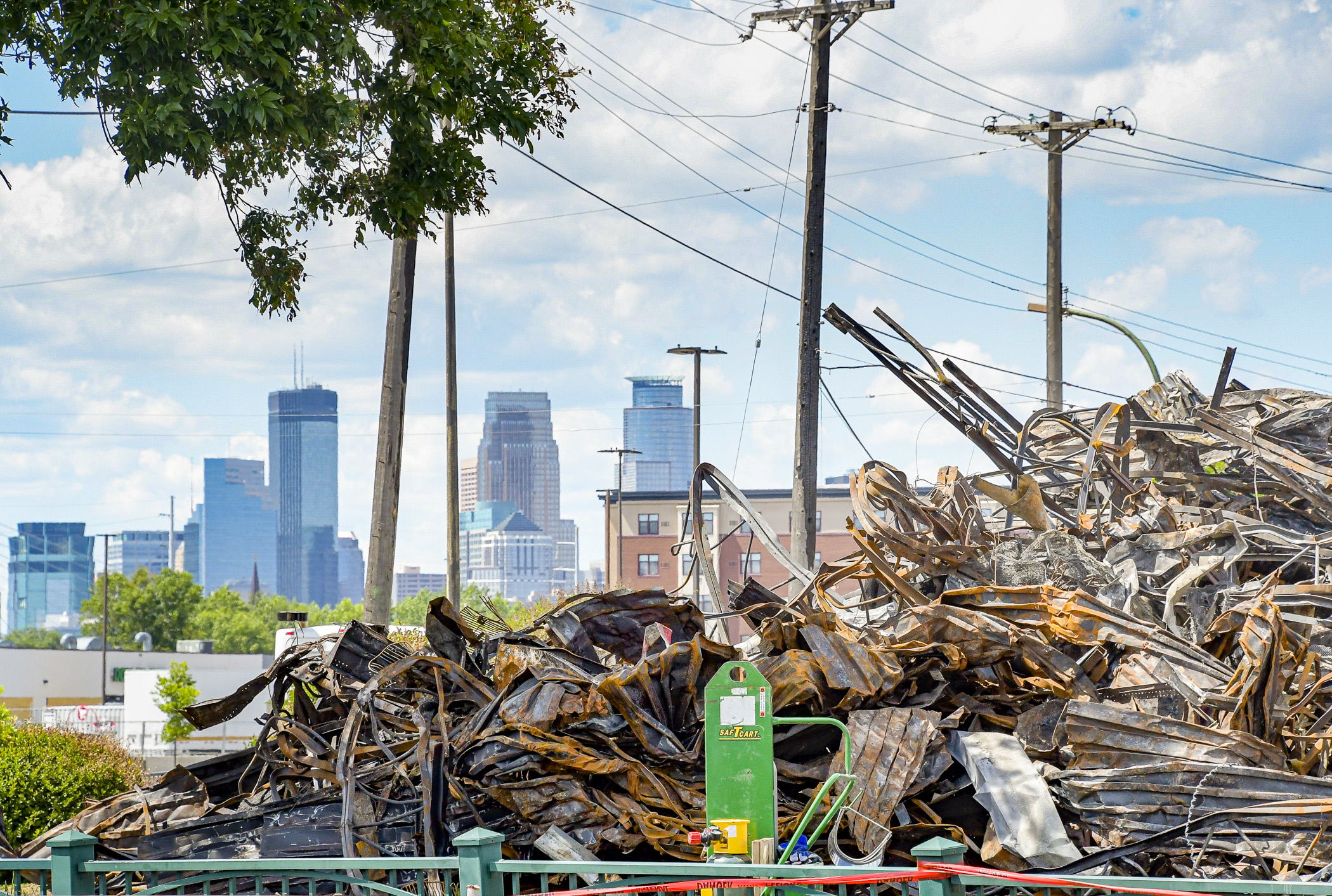 Cleanup along a hard-hit stretch of East Lake Street in Minneapolis following the civil unrest that erupted after the death of George Floyd in Minneapolis Police Department custody. Photo by Andrew VonBank